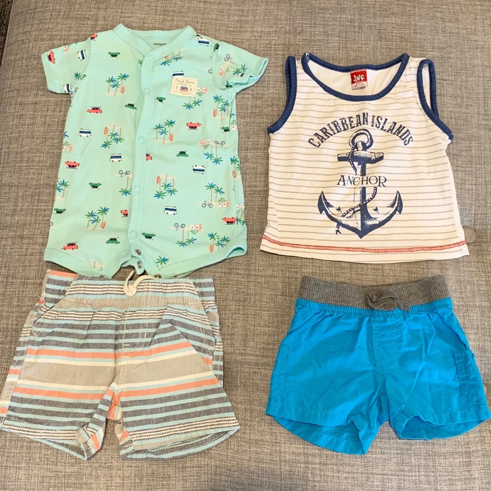 Baby Lot of 4 Shorts Tee Romper 3M